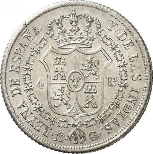 Реверс монеты - 4 реала 1835 года M CR - цена серебряной монеты - Испания, Изабелла II