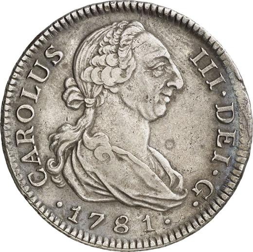 Аверс монеты - 4 реала 1781 года M PJ - цена серебряной монеты - Испания, Карл III