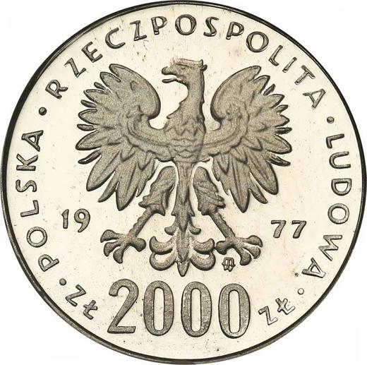 Аверс монеты - Пробные 2000 злотых 1977 года MW "Фридерик Шопен" Серебро - цена серебряной монеты - Польша, Народная Республика