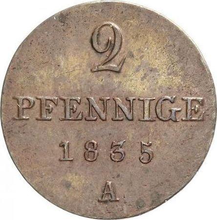 Reverso 2 Pfennige 1835 A - valor de la moneda  - Hannover, Guillermo IV