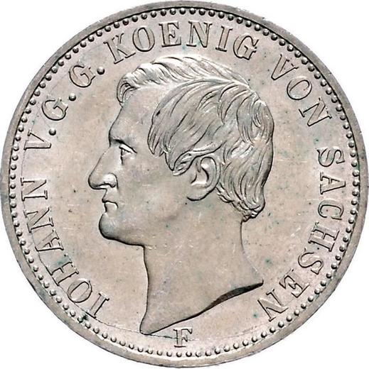 Аверс монеты - 1/3 талера 1856 года F - цена серебряной монеты - Саксония-Альбертина, Иоганн