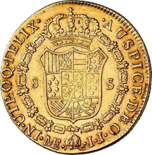 Reverse 8 Escudos 1799 IJ - Peru, Charles IV