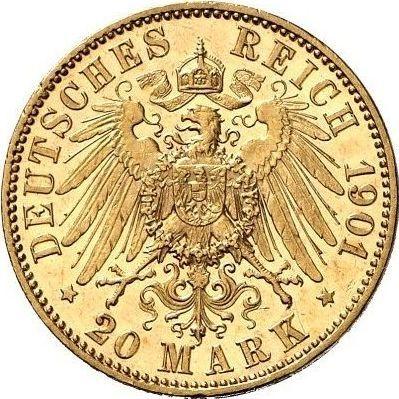 Reverso 20 marcos 1901 A "Sajonia-Weimar-Eisenach" - valor de la moneda de oro - Alemania, Imperio alemán