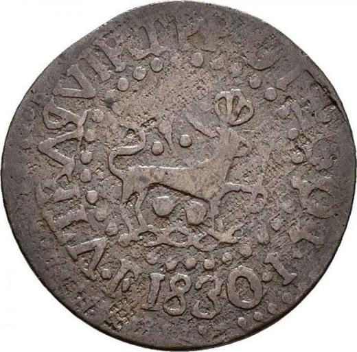 Реверс монеты - 1 куарто 1830 года M - цена  монеты - Филиппины, Фердинанд VII