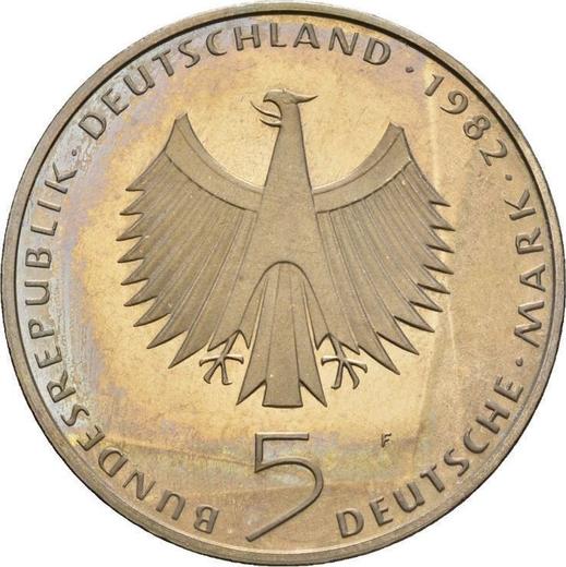 Реверс монеты - 5 марок 1982 года F "Экологическая конференция" - цена  монеты - Германия, ФРГ