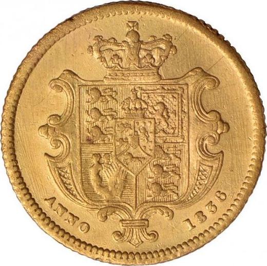 Реверс монеты - 1/2 соверена 1836 года "Большой тип (19 мм)" Аверс шести пенсов - цена золотой монеты - Великобритания, Вильгельм IV