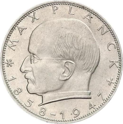 Anverso 2 marcos 1957 F "Max Planck" - valor de la moneda  - Alemania, RFA