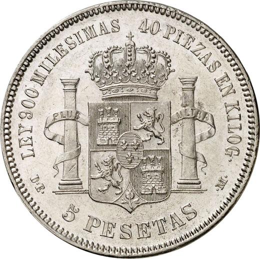 Revers 5 Pesetas 1876 DEM - Silbermünze Wert - Spanien, Alfons XII