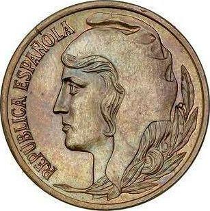 Аверс монеты - Пробные 25 сентимо 1937 года Медь Диаметр 25 мм - цена  монеты - Испания, II Республика
