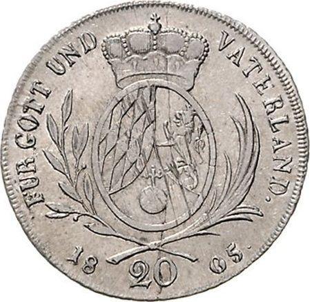 Реверс монеты - 20 крейцеров 1805 года - цена серебряной монеты - Бавария, Максимилиан I