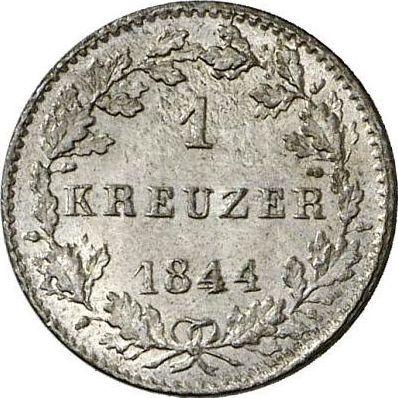 Реверс монеты - 1 крейцер 1844 года - цена серебряной монеты - Гессен-Дармштадт, Людвиг II