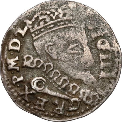Аверс монеты - Трояк (3 гроша) 1601 года IF "Люблинский монетный двор" Дата вверху - цена серебряной монеты - Польша, Сигизмунд III Ваза