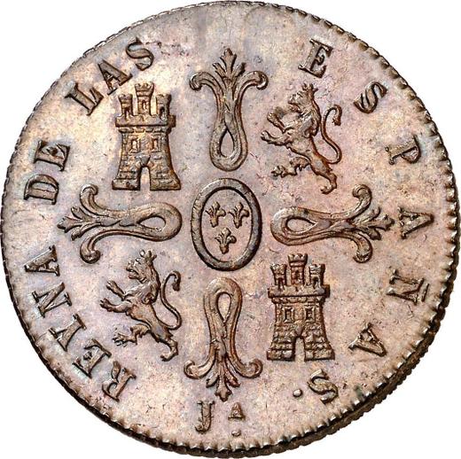 Reverso 8 maravedíes 1848 Ja "Valor nominal sobre el reverso" - valor de la moneda  - España, Isabel II