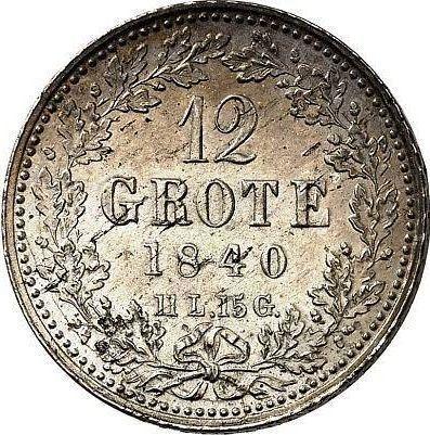Реверс монеты - 12 гротенов 1840 года - цена серебряной монеты - Бремен, Вольный ганзейский город