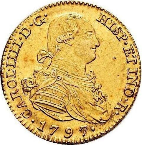 Obverse 2 Escudos 1797 M MF - Gold Coin Value - Spain, Charles IV