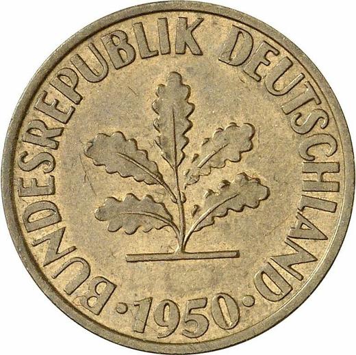 Реверс монеты - 10 пфеннигов 1950 года D - цена  монеты - Германия, ФРГ