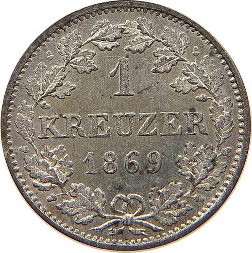 Rewers monety - 1 krajcar 1869 - cena srebrnej monety - Hesja-Darmstadt, Ludwik III
