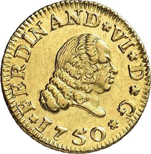 Awers monety - 1/2 escudo 1750 S PJ - cena złotej monety - Hiszpania, Ferdynand VI