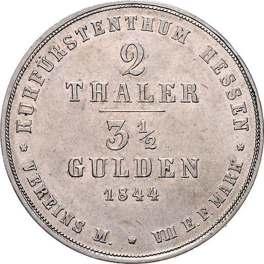 Reverso 2 táleros 1844 - valor de la moneda de plata - Hesse-Cassel, Guillermo II