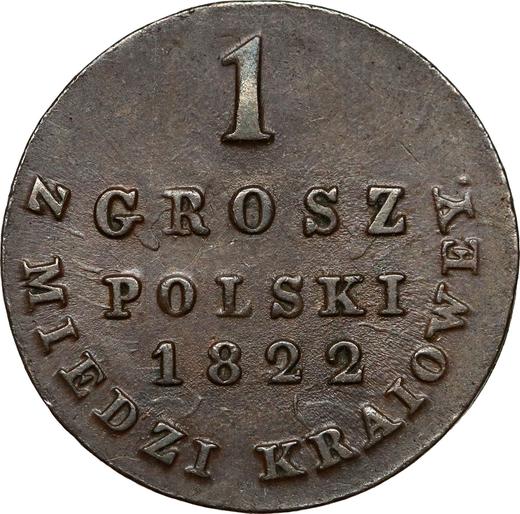 Reverso 1 grosz 1822 IB "Z MIEDZI KRAIOWEY" - valor de la moneda  - Polonia, Zarato de Polonia
