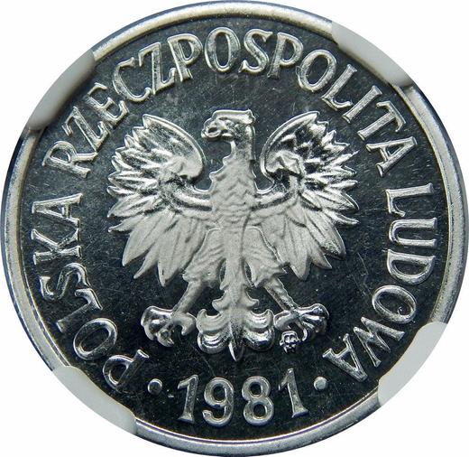 Аверс монеты - 20 грошей 1981 года MW - цена  монеты - Польша, Народная Республика