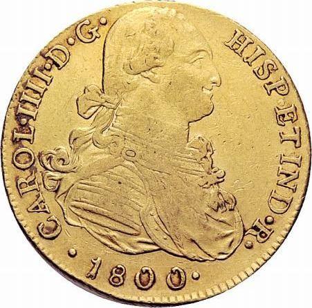 Awers monety - 8 escudo 1800 IJ - cena złotej monety - Peru, Karol IV