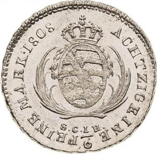 Реверс монеты - 1/6 талера 1808 года S.G.H. - цена серебряной монеты - Саксония, Фридрих Август I