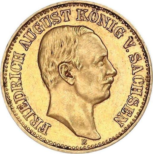 Аверс монеты - 10 марок 1909 года E "Саксония" - цена золотой монеты - Германия, Германская Империя