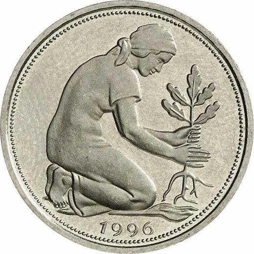 Реверс монеты - 50 пфеннигов 1996 года J - цена  монеты - Германия, ФРГ