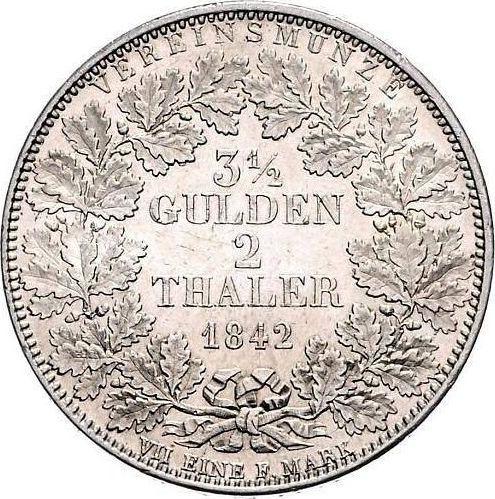 Реверс монеты - 2 талера 1842 года - цена серебряной монеты - Баден, Леопольд