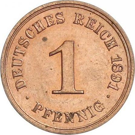 Аверс монеты - 1 пфенниг 1891 года A "Тип 1890-1916" - цена  монеты - Германия, Германская Империя