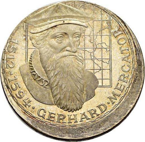 Аверс монеты - 5 марок 1969 года F "Герард Меркатор" Смещение штемпеля - цена серебряной монеты - Германия, ФРГ