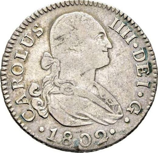 Аверс монеты - 2 реала 1802 года S CN - цена серебряной монеты - Испания, Карл IV