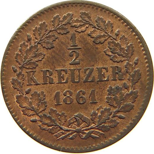 Rewers monety - 1/2 krajcara 1861 - cena  monety - Badenia, Fryderyk I