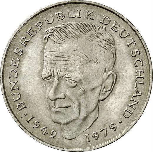Obverse 2 Mark 1980 J "Kurt Schumacher" -  Coin Value - Germany, FRG