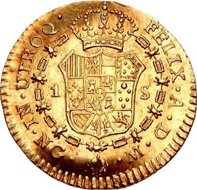 Reverso 1 escudo 1801 NG M - valor de la moneda de oro - Guatemala, Carlos IV