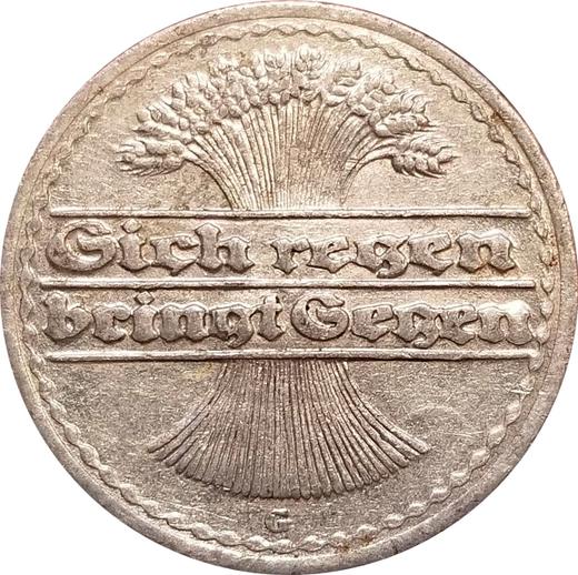 Reverso 50 Pfennige 1920 G - valor de la moneda  - Alemania, República de Weimar