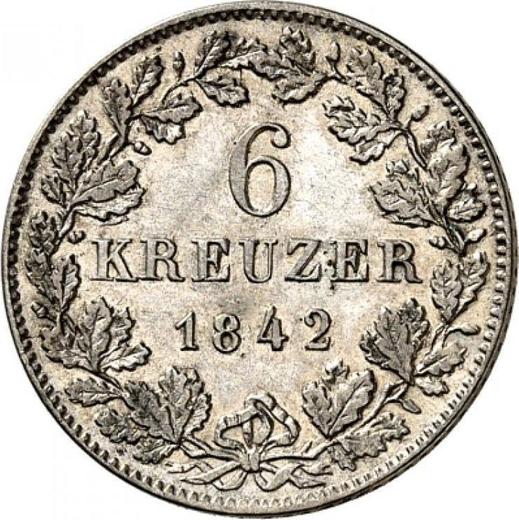 Revers 6 Kreuzer 1842 "Typ 1838-1842" - Silbermünze Wert - Württemberg, Wilhelm I