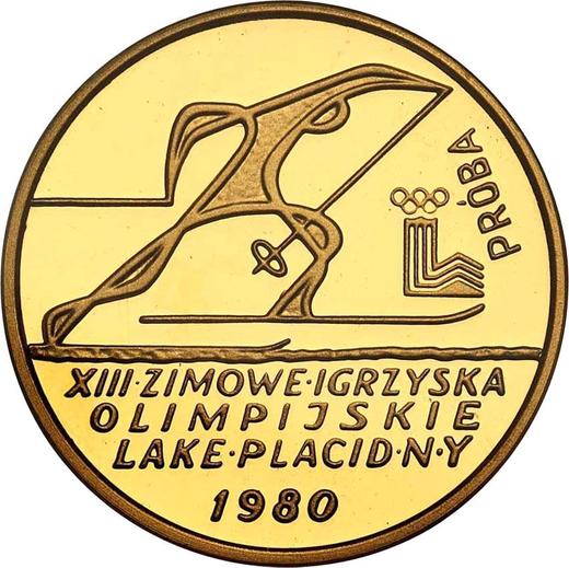 Reverso Pruebas 2000 eslotis 1980 MW "Juegos de la XIII Olimpiada de Lake Placid 1980" Oro - valor de la moneda de oro - Polonia, República Popular