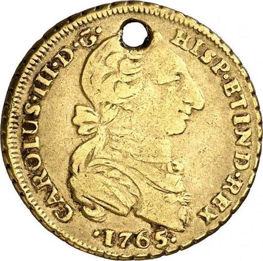 Awers monety - 2 escudo 1765 LM JM - cena złotej monety - Peru, Karol III
