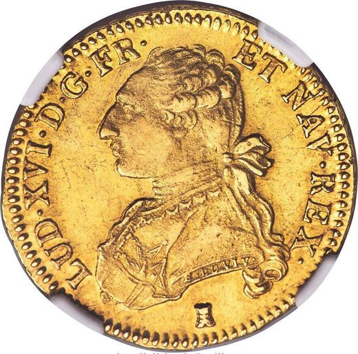 Аверс монеты - Двойной луидор 1777 года T Нант - цена золотой монеты - Франция, Людовик XVI