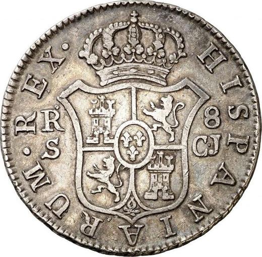 Reverse 8 Reales 1817 S CJ - Silver Coin Value - Spain, Ferdinand VII