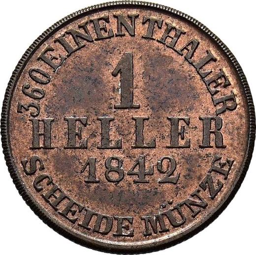 Rewers monety - 1 halerz 1842 - cena  monety - Hesja-Kassel, Wilhelm II