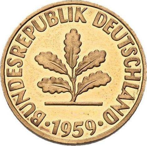 Реверс монеты - 2 пфеннига 1959 года G - цена  монеты - Германия, ФРГ