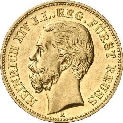 Anverso 10 marcos 1882 A "Reuss-Gera" - valor de la moneda de oro - Alemania, Imperio alemán