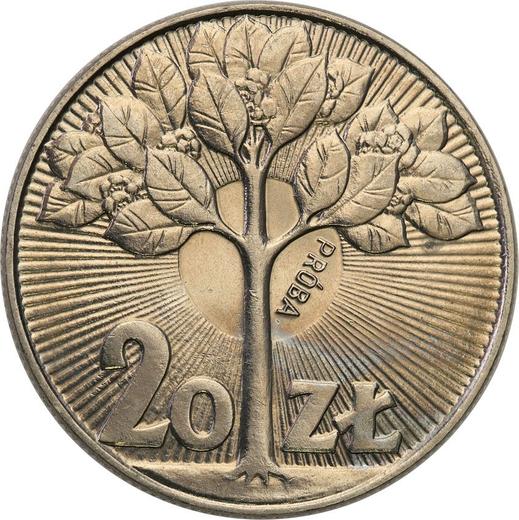 Реверс монеты - Пробные 20 злотых 1973 года MW "Дерево" Никель - цена  монеты - Польша, Народная Республика