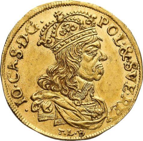 Anverso Ducado 1660 TLB "Retrato con corona" - valor de la moneda de oro - Polonia, Juan II Casimiro