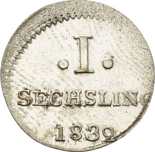 Реверс монеты - Сехслинг (6 пфеннигов) 1832 года H.S.K. - цена  монеты - Гамбург, Вольный город