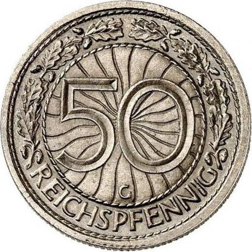 Reverse 50 Reichspfennig 1932 G -  Coin Value - Germany, Weimar Republic