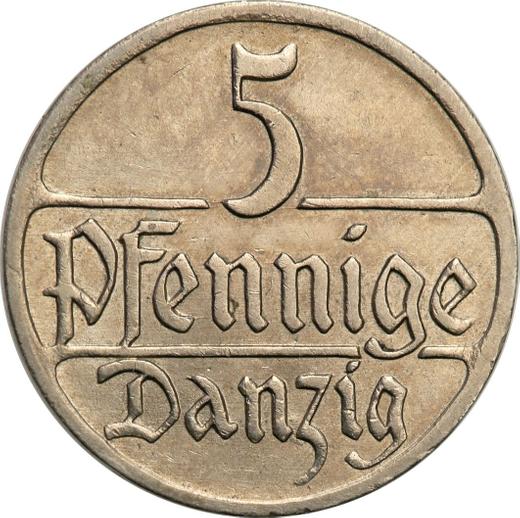 Rewers monety - 5 fenigów 1928 - cena  monety - Polska, Wolne Miasto Gdańsk